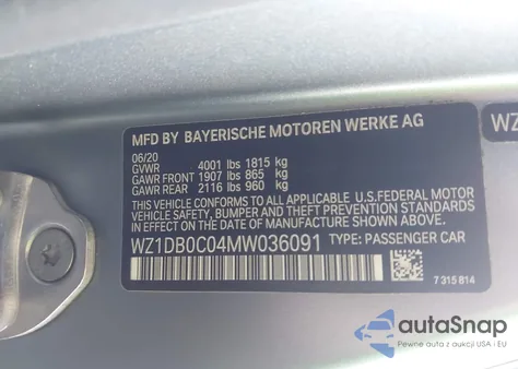 2021 Toyota Gr Supra 3.0 Premium z USA, uszkodzony, nr VIN WZ1DB0C04MW036091